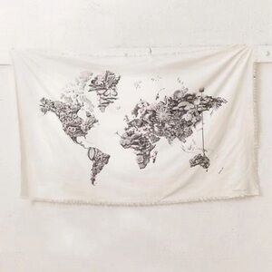 urban outfitters floral mushrooms world map tapestry